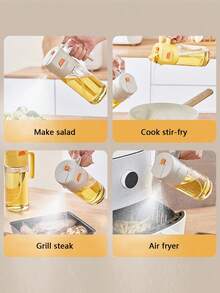 1pc High-Quality Oil Sprayer, Multiple Styles And Capacities Available, Made Of Premium PP Material And Thick Glass Bottle, Integrated Spraying Design, Easy Oil Quantity Control, Suitable For Cooking, Healthy Eating, Salad Making, Baking And Frying, Precise Oil Control, No Oily Residue, Easy To Clean And Durable, Suitable For Households, Restaurants, Fitness Enthusiasts And Other Users. - Yellow-charles - View 8