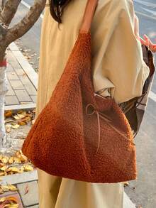 Geantă tote din pluș cu capacitate mare, geantă de mână pentru navetiști, geantă de umăr personalizată nouă în stil Ins 2025 pentru femei