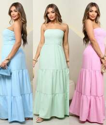 July Tropical Strapless Dress In Various Prints, 2025 Collection - Rosa Pálido - Ver 3