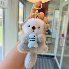 Joivida 1pc Cute Plush Otter Holding Fish Doll Doll Pendant, Bag Charm, Keychain Halloween Accessories Teachers Day Christmas Gift Ideas