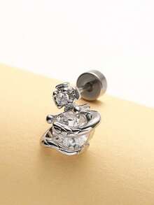 1 件 316L 不锈钢锆石耳钉，时尚优雅的耳饰，男女皆宜 - 彩色 - 查看 9