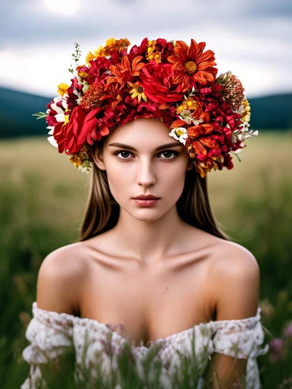 Fascia per capelli floreale da donna, cerchietto con fiori e erba 3D realistici, corona di fiori di rosa artificiali rustica, accessorio per capelli personalizzato per feste, matrimoni, vacanze