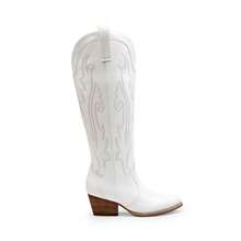 Botas Vaqueras para Mujer hasta Las Rodilla, Cowboy Boots para Dama con Tacón - Blanco - Ver 3