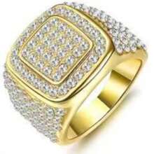 Un juego de 5 anillos de lujo para hombres con incrustaciones de diamantes, un anillo que muestra la presencia de un hombre y es adecuado para que los hombres lo usen - Dorado - Ver 26