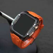 1 pieza Kit de modificación transparente para AppleWatch Series 11 de 42mm y 46mm, Ultra 3/2/1 de 49mm, 44mm y 45mm, que incluye correa + carcasa para relojes de la serie 10, 9, 8, 7, 6, 5 y 4, con carcasa + correa de TPU