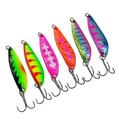 1 pieza Señuelo de cucharilla de pesca de 10g con superficie curva metálica, rotación y lentejuelas, señuelo artificial duro para la pesca de lubina rayada