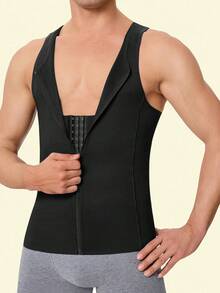 TAILONG Men Compression Shirt For Body Slimming Tank Top Shaper Tight Undershirt Tummy Control Girdle - Black - View 14
