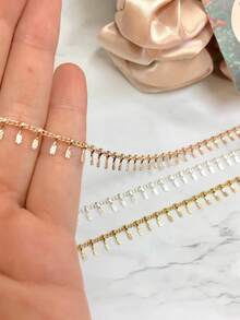 1 pieza Collar de borla de acero inoxidable Collar dorado que no se mancha para mujer Gargantilla dorada Cadena exquisita para la clavícula Collar de boda Joyería para mujer