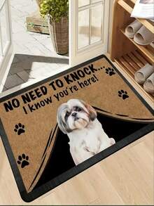 1pc New Shih Tzu Welcome Doormat, Suitable For Living Room, Bedroom, Indoor - Machine Washable - Flannel Material, Delicate Wrap, Skin-Friendly, No Pilling, Water-Resistant Easy Care, Odorless - Ideal For Home Decor, Room Decor, Living Room Carpet, Bedroom Carpet, Bathroom Carpet, Kitchen Carpet, Area Rug, Hotel Decor - Area Rug, All Season Use.
