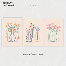 Frameless, 3 Pieces/Set Of Minimalist Lines, Plants, Flowers, Wall Art Decorative Paintings, Abstract Plant Flower Art Canvas Posters, Modern Prints, Room Decorative Hanging Paintings, Living Room Art Decorative Illustrations, Modern Home Wall Art Decorative Prints, Ideal Home Gift Creativity, Suitable For Living Room Study Bedroom Corridor Art Decorative Paintings