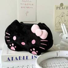 Sanrio 1 pieza Bolsa de almacenamiento de peluche, con diseño de gato lindo y de dibujos animados, gran capacidad, alto nivel de apariencia, ideal para guardar cosméticos, brochas de maquillaje y bolígrafos. Es adecuado para salir a jugar y es imprescindible para viajes de ocio. Es un regalo perfecto para Navidad, Acción de Gracias y cumpleaños para dar a familiares y amigos.