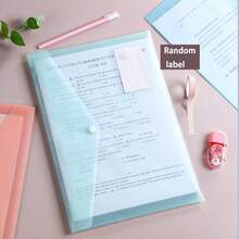 10个/5个 A4 透明聚丙烯文件袋，带按扣，防水文件收纳袋，多种柔和色调可选（粉色、蓝色、绿色、紫色），适合学生、办公室、学校使用。 - 彩色 - 查看 3