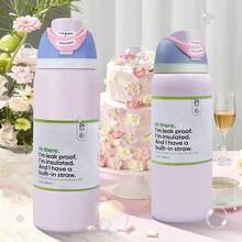 OwaIaMacaron Rainbow Outdoor Sports Water Bottle, 32 Oz / 945 Ml Double-Wall Vacuum Insulated Portable Cup, Keeps Ice For 6-12 Hours, One-Handed Press Open Lid, 100% Leak-Proof, Travel Iced Coffee Cup, Suitable For Outdoor, Wilderness, Cycling And Gym {Outdoor Sports / Cycling / Camping / Fitness Equipment} Is The Perfect Gift For Halloween, Christmas Eve, Christmas And New Year - 藕粉色 - 查看 5