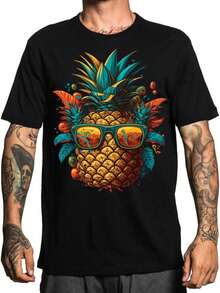 Men T-Shirt, Men Graphic Tee, Cotton Breathable Casual T-Shirt Suitable For Adult Men S-3XL - 黑色 - 查看 1