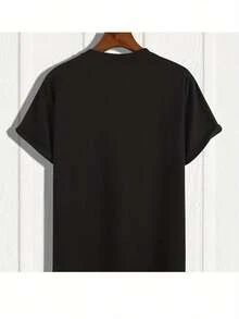 Camiseta gráfica de Evanescent para hombres - Algodón suave, negra con patrón abstracto blanco, cuello redondo, manga corta, camiseta casual, ideal para fans, ropa casual| Camiseta de cuello redondo| Material de algodón - Negro - Ver 3