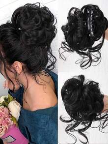 凌乱的爪夹发髻，合成马尾辫接发，适合女性日常佩戴