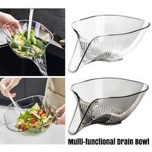 5PCS Multi-Functional Drain Bowl Drain Basket Fruit Drain Wash Tool Kitchen - Transparent White - View 1