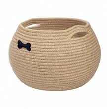 OYHOMO Round Globosity Storage Basket With Handle, Pet Toys Basket Cat Dog Toys Basket Home Decor Woven Storage Organizer For Bathroom, Living Room, Bedroom, Office - Multipurpose Open-Top Container For Towels, Cosmetics, Plants - Multicolor - View 14