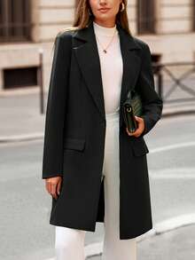 Women's Spring Fall Long Blazer Jackets Long Sleeve Lapel Pockets Loose Fit Work Casual Blazers Outerwear Western Outfits For Women - 黑色 - 查看 3