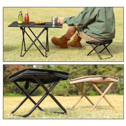 Outdoor Folding Chair, Portable Stool For Camping, Travel, Vacation And Fishing, Small Stool With Adjustable Zipper