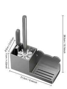 1set Toilet Brush With Holder, Wall-Mounted Long Handle Toilet Cleaning Brush, Flexible Toilet Brush, Reaching All Corners, Bathroom Cleaning Brush, Hotel Cleaning Supplies Bathroom Decor Fall Decor Bathroom Accessaries Bathroom Tools - Grey - View 11