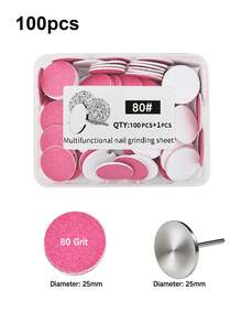 100pcs/Box Colorful Nail File Sanding Discs, Nail Grinding Discs With Bearings, Nail Care Tools, Flat Head Foot Grinding Discs - Multicolor - View 16