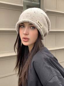 1 pezzo Berretto a cuffia lavorato a maglia di colore unito da donna, casual e alla moda, leggero e confortevole, adatto per grandi circonferenze della testa, ideale per l'autunno, per l'uso quotidiano e per attività all'aperto - Multicolore - Visualizzare 14