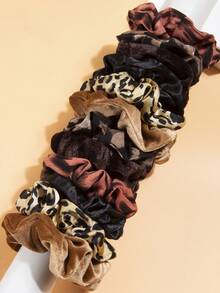 12pcs Leopard Pattern Scrunchie Casual Leopard Print Scrunchies Hair Ties Scrunchy Hair Ties, Animal Print ,Head Piece