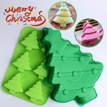 1 عبوة قالب كيك شجرة الميلاد ثلاثية الأبعاد من السيليكون، قوالب خبز عيد الميلاد، قوالب صابون يدوية الصنع، قوالب بسكويت وشوكولاتة وصينية ثلج DIY لحفلات العطلات وديكورات عيد الميلاد والملابس والهدايا والديكور