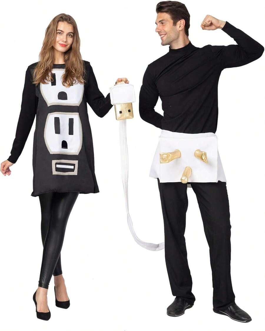 Plug And Socket Halloween Costume Adult, Plug And Outlet Couples USB Costume - X-large - View 1