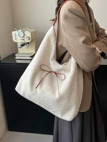 Geantă tote din pluș cu capacitate mare, geantă de mână pentru navetiști, geantă de umăr personalizată nouă în stil Ins 2025 pentru femei