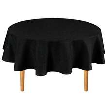 Round Linen Tablecloth 50 Inch - Wrinkle And Stain Resistant Washable Polyester Fabric Table Cloth For Dining Room Kitchen Party, Black - Black50Round - View 1
