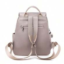 Women Simple Oxford Backpack, Multi Zipper Pockets Casual Travel Daypack Outdoor School Rucksack - Multicolor - View 4