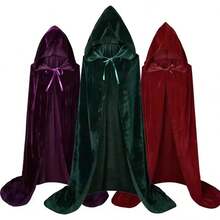 Soft Velvet Cape With Hat, Unisex Clothing Cloak, Black, Red, Purple, Green - Suitable For Parties, Theme Events, And Role-Playing, Easy To Wear And Store, Holiday Costume, Suitable For Halloween, Christmas, And Carnival, Perfect Gift For Role-Playing Enthusiasts 