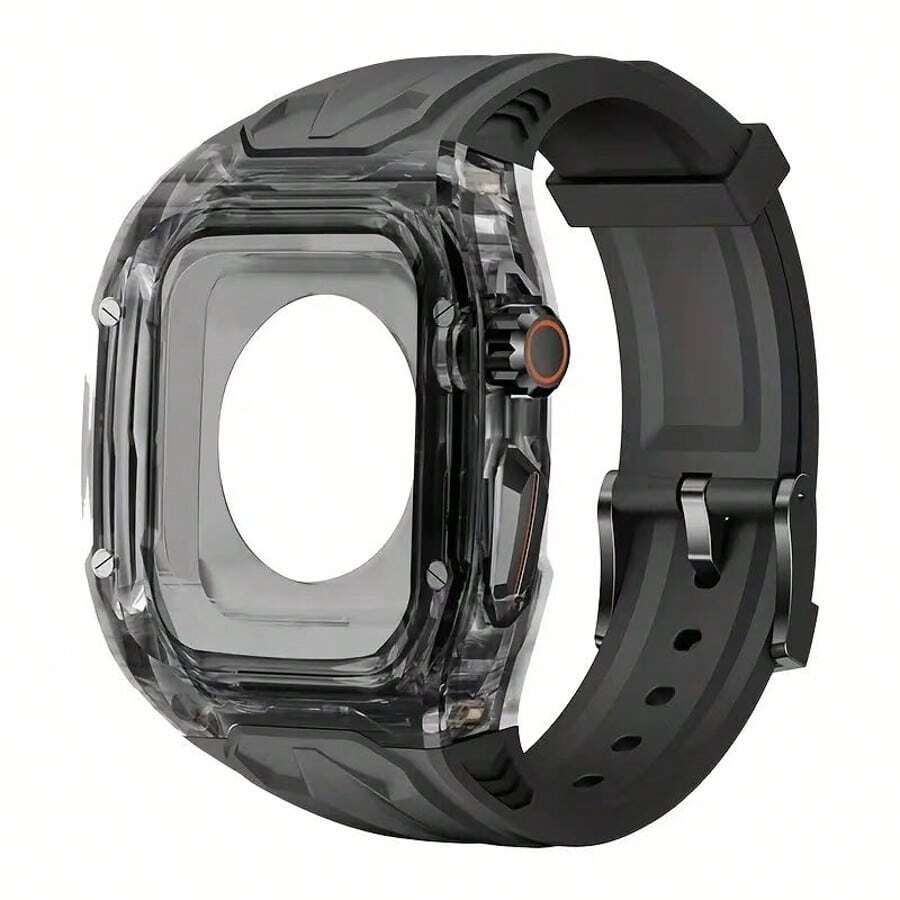 适用于 Series 11 42mm/46mm、Ultra 3/2/1 49mm/44mm/45mm 的透明改装套件，包含表带和表壳，也适用于 Series 10/9/8/7/6/5/4，表壳 + TPU 表带