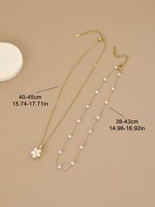 2 piezas Elegante y exquisito conjunto de collar de mujer con flor giratoria de perla de acero inoxidable, joyería de acero inoxidable impermeable, collar dorado, joyería de alta calidad chapada en oro, collar de otoño, regalo de cumpleaños, regalo para parejas, regalo de pareja, regalo