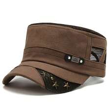 Men Women Flat Top Hat Breathable Outdoor Travel Sunshade Casual Cap For Middle Aged Elderly - Brown - View 2
