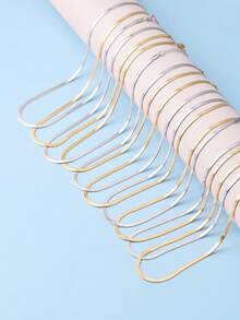 10pcs/Set Fashionable & Versatile Flat Snake Chain Blade Necklace Set - Multicolor - View 5