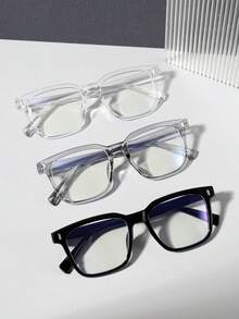 1/2/3/4副装男士夏季亚克力休闲时尚黑色长方形眼镜，适合日常阅读、工作通勤、电脑游戏、看电视和使用手机。 - 彩色 - 查看 8