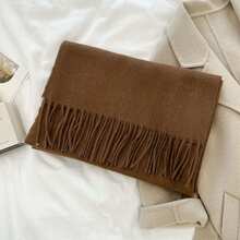 1 Stück klassischer einfarbiger Schal mit Quasten aus 100% Wolle für Damen & Herren, warm, dekorativ, vielseitig, eleganter Business-Stil, geeignet für den Outdoor-Einsatz im Herbst/Winter