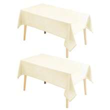 2 Paquetes de Mantel Rectangular de Lino Sintético - Mantel Lavable Resistente a Arrugas y Manchas para Cocina, Comedor, Fiesta y Cena, Color Champán, 70 X 108 Pulgadas - Paquete de champán 70 x 1082 - Ver 1