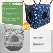 Small Animal Hideaway& Hammock, Cozy House With Roof For Small Pets To Sleep And Hide - Washable Pet Cave& Hideout Corner, Hanging Hammock Hideout Bed, Cage Accessories For Guinea, Hamster, Rat, Glider, Squirrel, Ferret, Kitten, Squirrel, Chinchilla