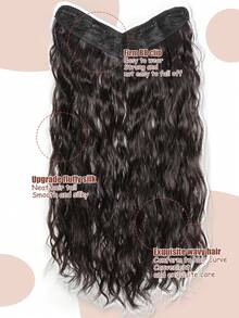 1PC V-Shaped Clip-In Hair Extensions For Women Multi-Color 22-Inch Length Natural Wave Synthetic Heat-Resistant Fiber Wig Suitable For Everyday Wear