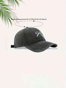 1 件时尚百搭女士蝴蝶结刺绣棒球帽，复古水洗做旧风格，适合日常佩戴 - 棒球帽 - 查看 10