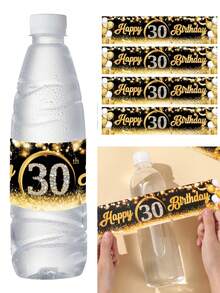 10 个黑金色 18 岁 21 岁 30 岁 40 岁 50 岁 60 岁生日瓶贴纸，带有“生日快乐”，饮料矿泉水瓶装饰贴纸，生日派对装饰用品，生日礼物，派对礼物，18 岁生日装饰，30 岁生日装饰，40 岁生日装饰，50 岁生日装饰，60 岁生日装饰