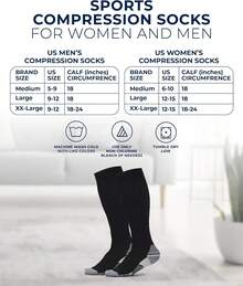 3 pares de calcetines de compresión de 20 a 30 mmHg - Calcetines de compresión para mujeres y hombres | correr, atletismo, viajes, enfermeras - Negro/Gris/Azul Marino - 3 Pares - Ver 7