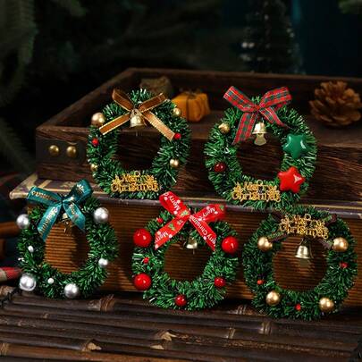 1pc, Festive Christmas Wreath Refrigerator Magnet, Magnetic Base For Refrigerator, Doors, Walls, Perfect For Home, Office, Party Decoration, Festive Home Decor, Decorative Accents, Home Decorators, Christmas Decor