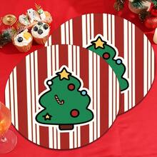 2pcs/4pcs/6pcs Christmas Tree Pattern Printed Diatomite Placemats, Home Decor, Suitable For Christmas Gifts, Christmas Decorations, Applicable To Dining Table, Coffee Bar, All Seasons, Washable Placemats, Room Decor, Coasters, Drink Mats, Drain Mats, Kitchen Dining Table Mats, Indoor/Outdoor Party Decorations, Home Decor, Ideal Gifts