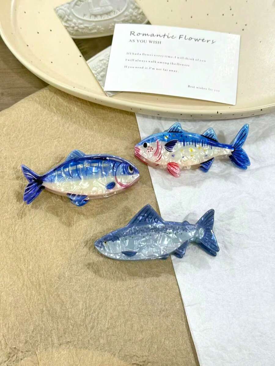 1pc Cute Ocean Series Tropical Fish Hair Clip For Women, Commute Decor For Thin Hair, Suitable As Gift Fall Hair Accessories Autumn Hair Claw Fashion Claw Clips Elegant Hair Clutch Clips For Hair Winter For Vacation Outfits Woman