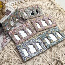 1pc Rectangular 3-Sided Bohemian Floral Pattern Ceramic Embossed Decorative Mirror With Hanging Board, Suitable For Home Decor, Daily Use And Holiday Gifts
